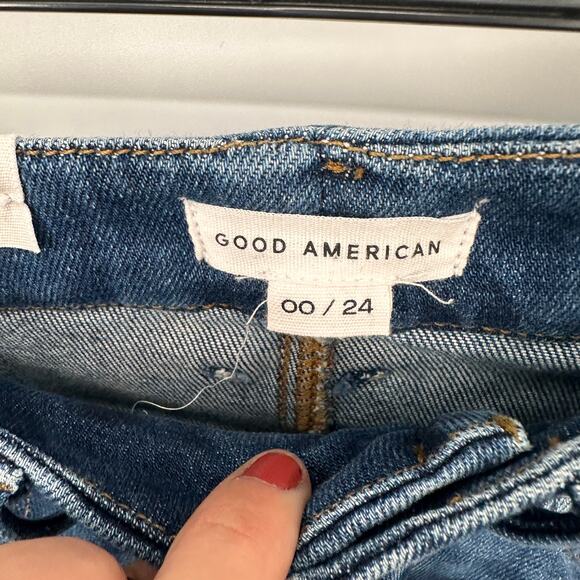 GOOD AMERICAN NWT Good Legs Straight Denim Jean in Indigo025 // 00 - Picture 4 of 9